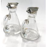 Pair glass and silver nogins, overall good antique condition, London hallmarks