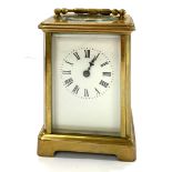 Vintage heavy brass carriage clock key-wind spares and repairs with white enamel dial dimensions -