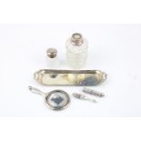 Antique / Vintage .925 sterling silver Ladies vanity Inc pin dish Etc, sterling silver banded