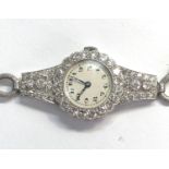 Fine quality art deco platinum and diamond cocktail watch approx 4ct diamonds , bezel set with 20x