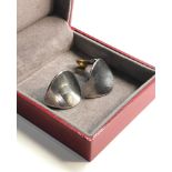 Original boxed Georg Jensen silver earrings full hallmarked on back each measures approx 3cm by 2.