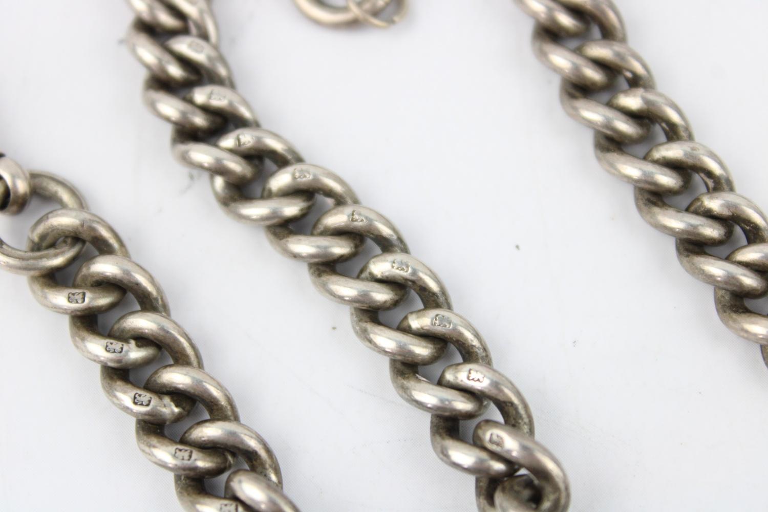 Antique Hallmarked .925 sterling silver chunky curb Albert Chain w/ T-Bar Length - 35cm In vintage - Image 7 of 7