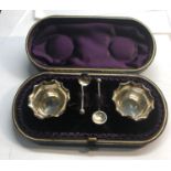 antique boxed silver salts