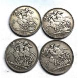 4 victorian silver crowns, condition as shown