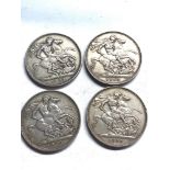 4 victorian silver crowns, condition as shown grade