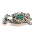large antique platinum diamond and emerald necklace clasp measures approx 35mm by 17mm set with