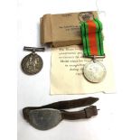 WW1 and WW2 family medals war medal named to 3096 driver T.Sopp Royal Artillery .id bracelet to T.