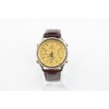 Gents Seiko Chronograph 7A28-7020 gold tone wristwatch quarts All chronograph functions / resets