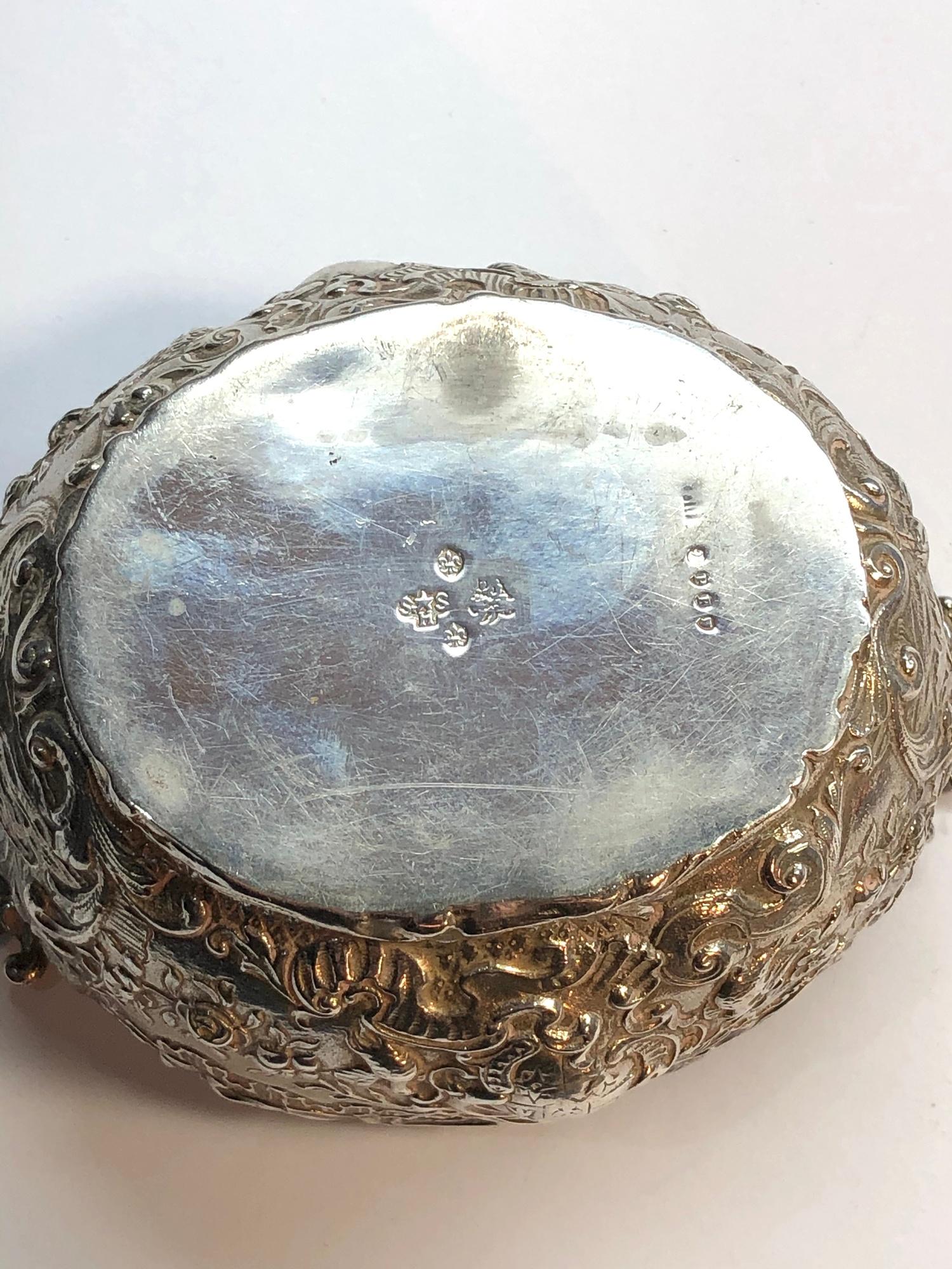 Antique continental and English silver bowl fine embossed decoration London silver and another - Image 6 of 7