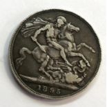 1895 Victorian silver crown L1X, as shown condition and grade