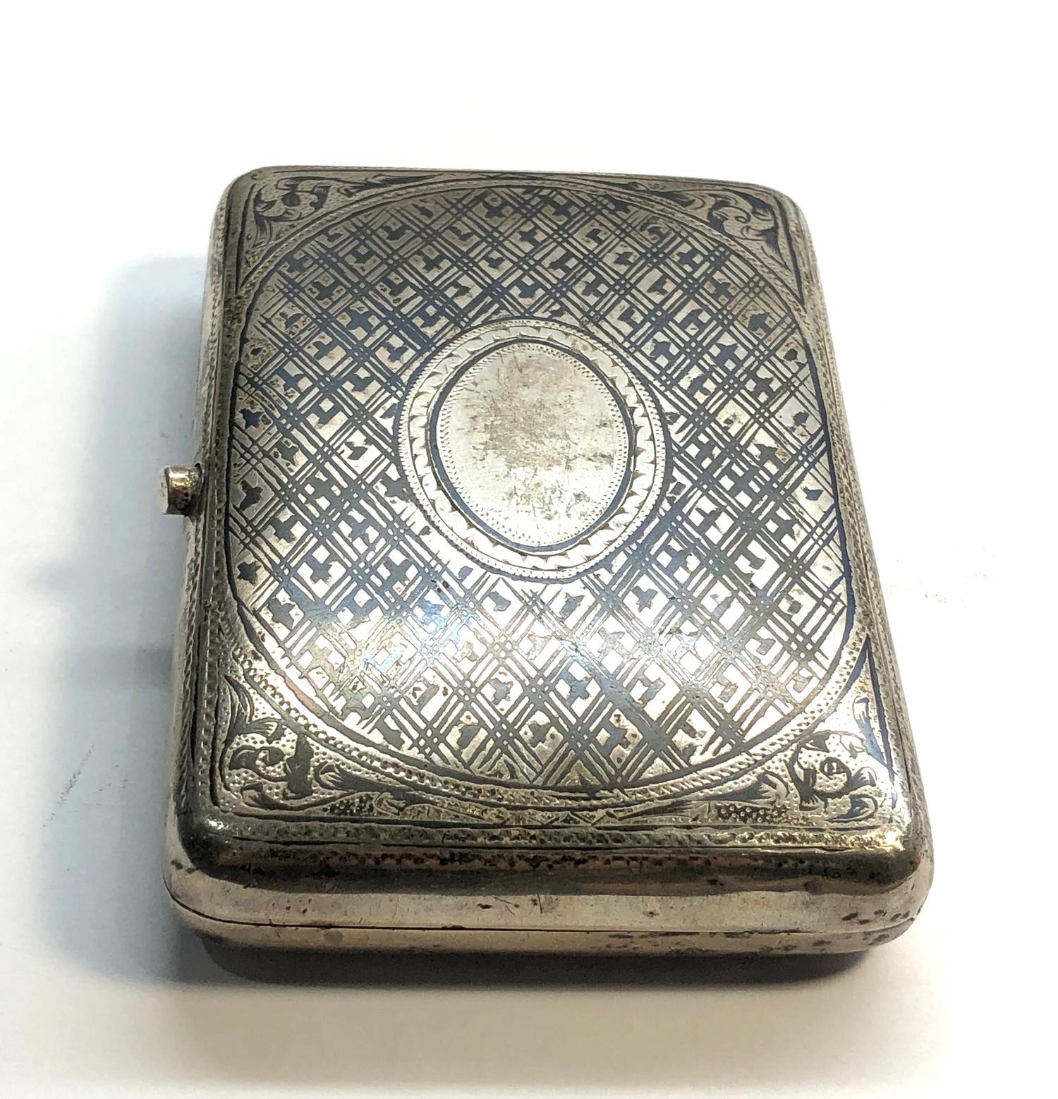 Fine antique Imperial Russian silver & niello cigarette case full Russian silver hallmarks - Image 4 of 6