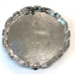 Antique Georgian silver salver tray, london silver hallmarks, weight 530g age related staining