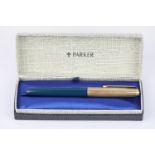 Vintage Parker 51 Teal fountain pen with rolled gold cap Dip boxed Item is in vintage condition