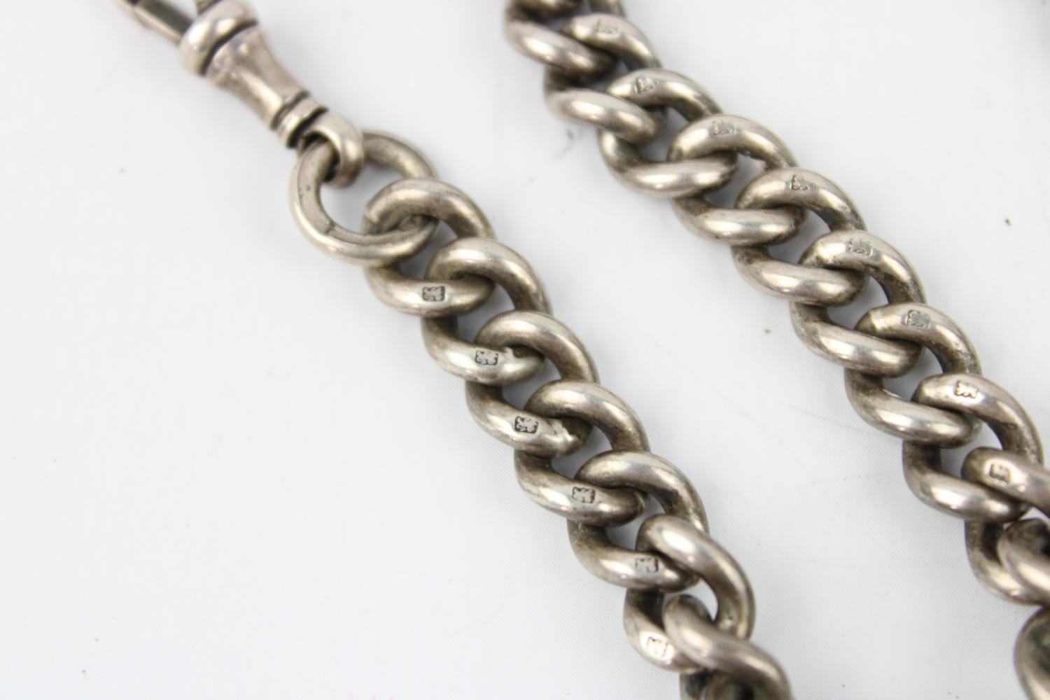 Antique Hallmarked .925 sterling silver chunky curb Albert Chain w/ T-Bar Length - 35cm In vintage - Image 6 of 7