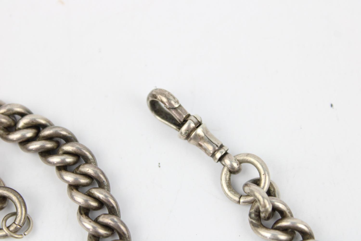 Antique Hallmarked .925 sterling silver chunky curb Albert Chain w/ T-Bar Length - 35cm In vintage - Image 3 of 7