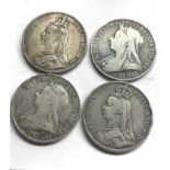 4 victorian silver crowns, as shown grade