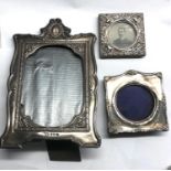 3 silver picture frames in need of restoration as shown in images