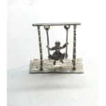 vintage dutch silver miniature girl on swing 4cm wide measure approx 10cm long dutch silver