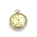 Vintage Gents Hallmarked .925 silver open faced pocket watch key-wind working maker/ retailer - H