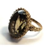 large ornate vintage 9ct gold stone set ring weight 12.5g, as shown good condition