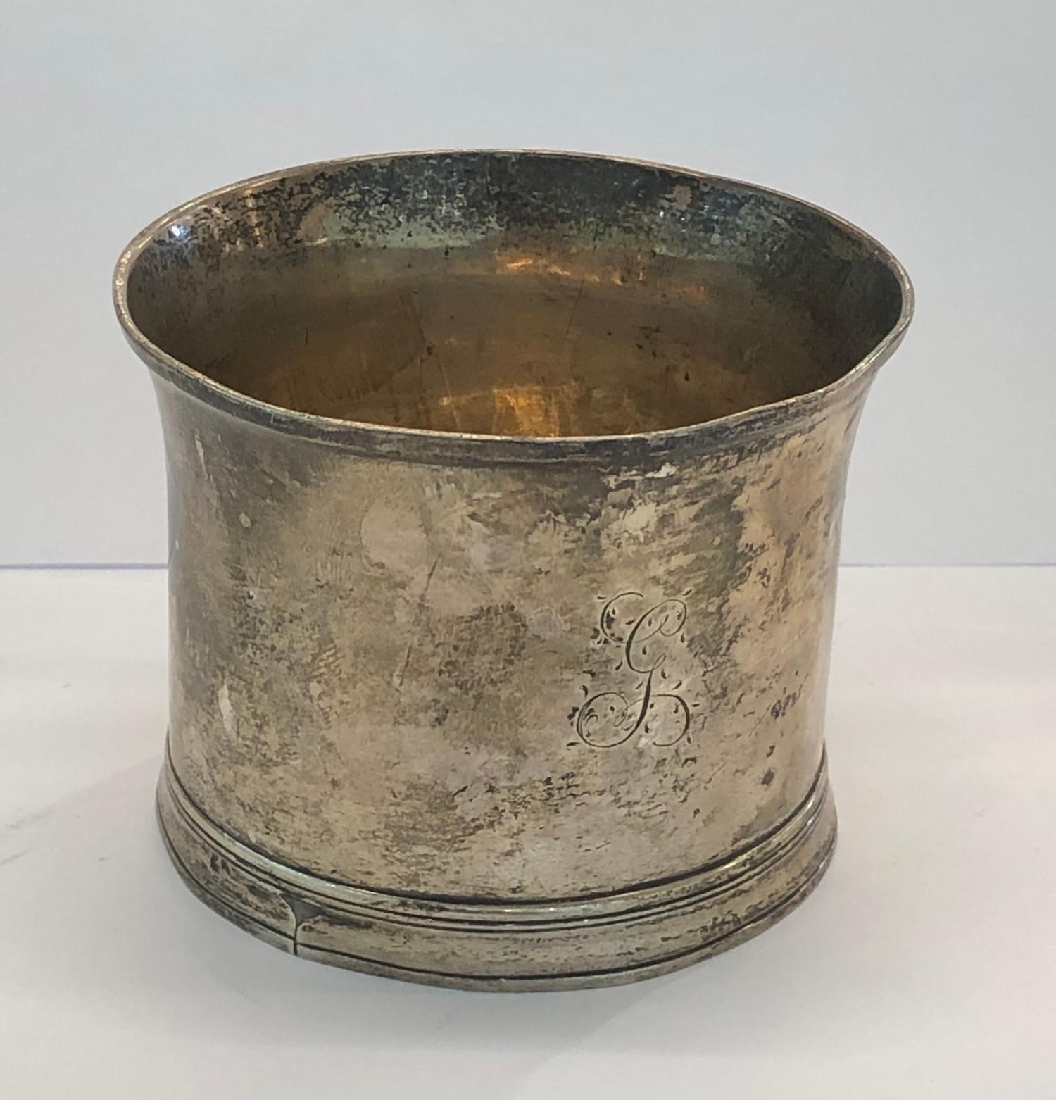 Georgian silver beaker repairs and damage missing handle london silver hallmarks measures height 7cm