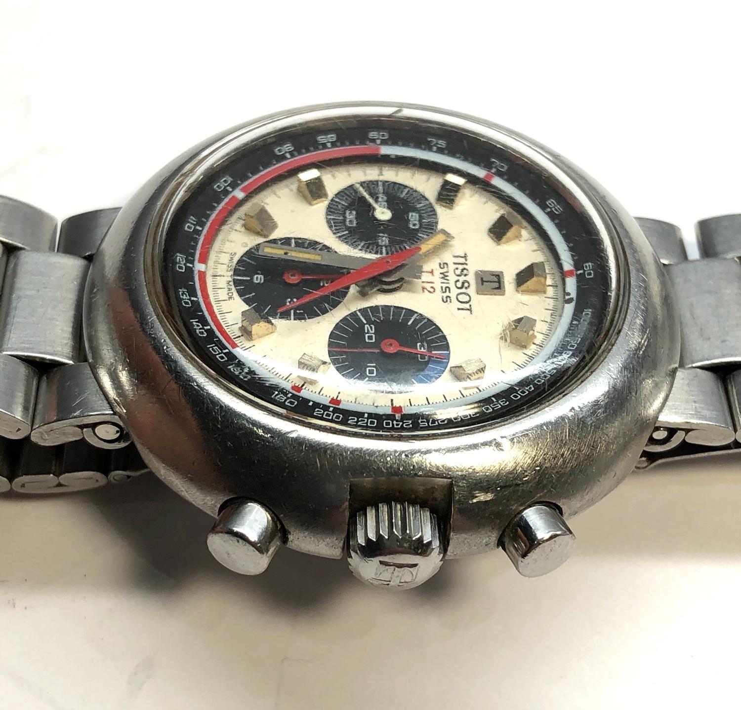 Vintage Tissot Chronograph T12 the watch is in working order it winds and ticks buttons are in - Image 3 of 7