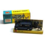 Original boxed corgi 448 B.M.C mini police van with tracker dog as shown condition