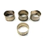 Antique/ Vintage Hallmarked .925 silver napkin rings Inc Chester, London sterling silver Etc Items