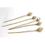 5 Antique dutch 18ct gold and pearl pins each have oak leaf hallmark and tested as 18ct measure