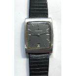 Vintage Jaeger-Lecoultre gents wristwatch stainless steel case grey dial watch winds and ticks but