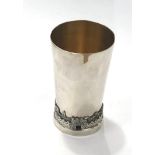Silver large beaker with scene on base, approximate height: 110mm total approximate weight: 162g