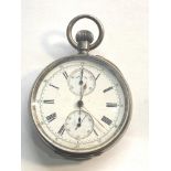 antique silver up/down chronograph centre second pocket watch non working