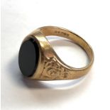 Gents black stone 9ct gold ring weight 6.6g, good as shown condition