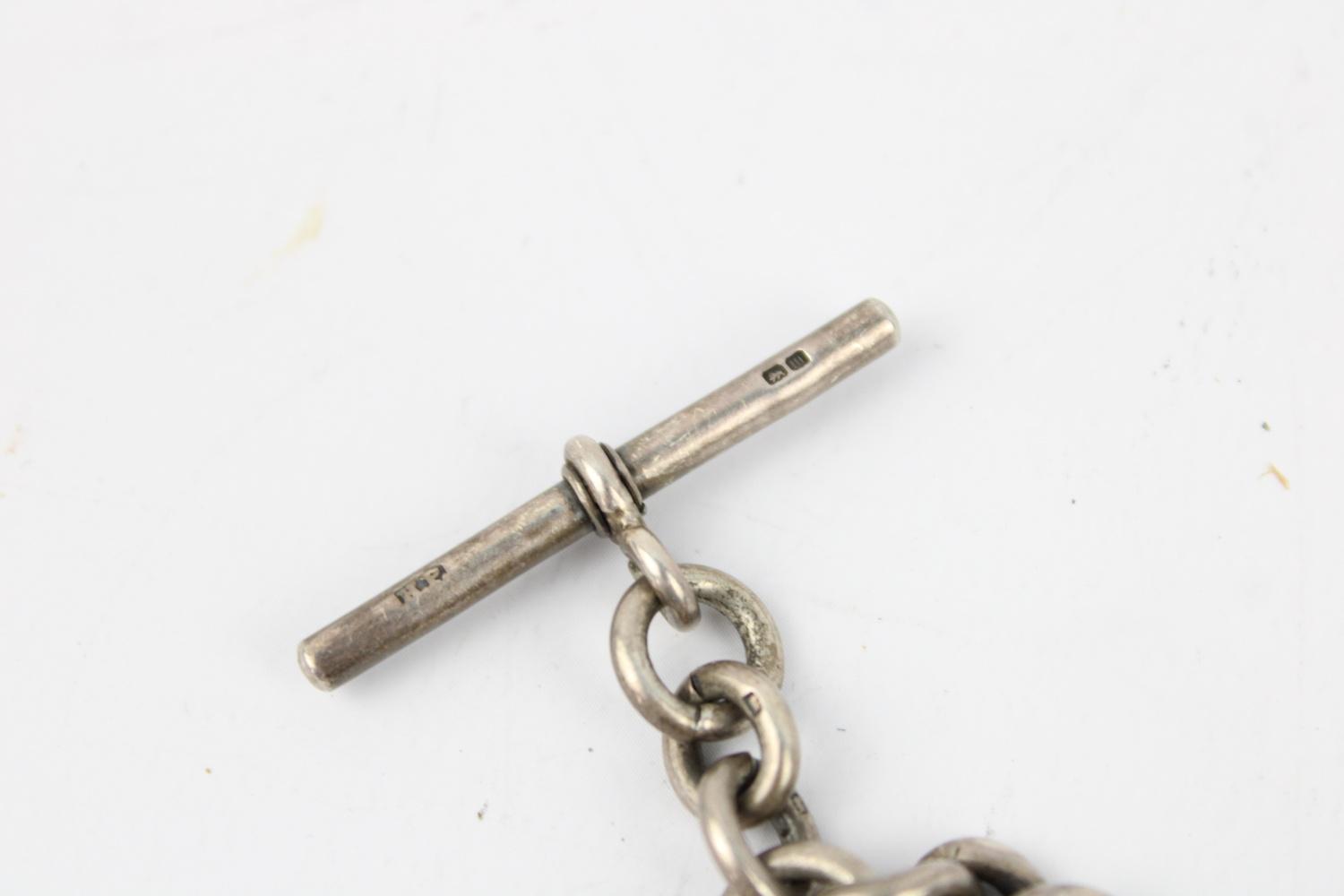 Antique Hallmarked .925 sterling silver chunky curb Albert Chain w/ T-Bar Length - 35cm In vintage - Image 2 of 7