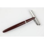 Vintage Parker 51 burgundy fountain pen with brushed steel cap dip tested item is in vintage