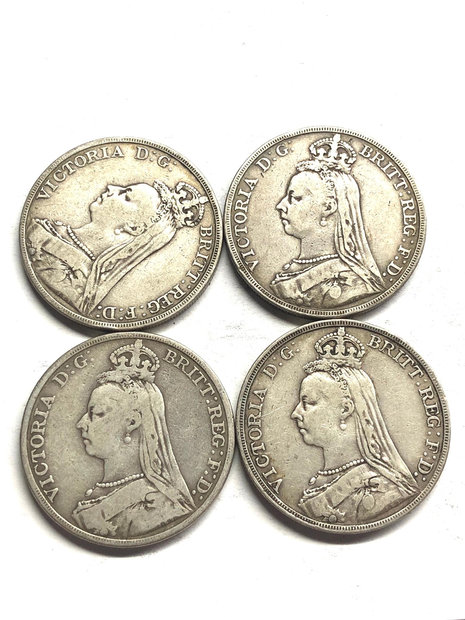 4 victorian silver crowns, condition as shown - Image 2 of 2