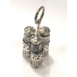 American 3 piece silver and glass condiment set, overall good antique condition, Overall height