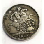 1889 Victorian silver crown, as shown condition and grade