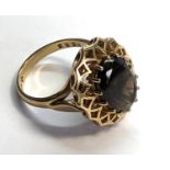 Large ornate vintage 9ct gold stone set ring weight 6.9g, as shown good condition