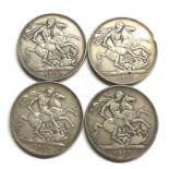 4 victorian silver crowns, condition as shown