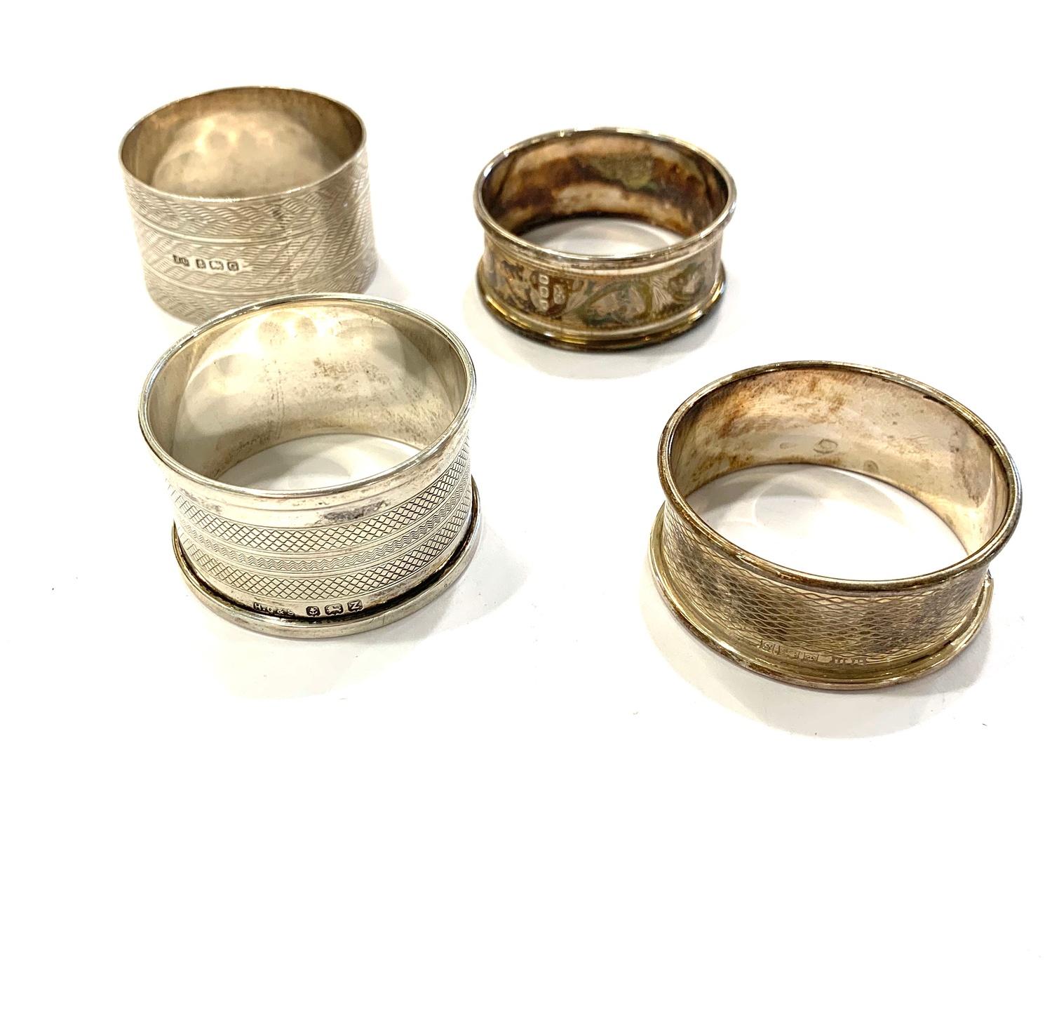 Antique / vintage hallmarked .925 silver napkin rings inc Birmingham sterling Silver items are in