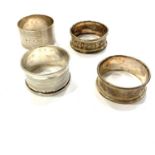 Antique / vintage hallmarked .925 silver napkin rings inc Birmingham sterling Silver items are in