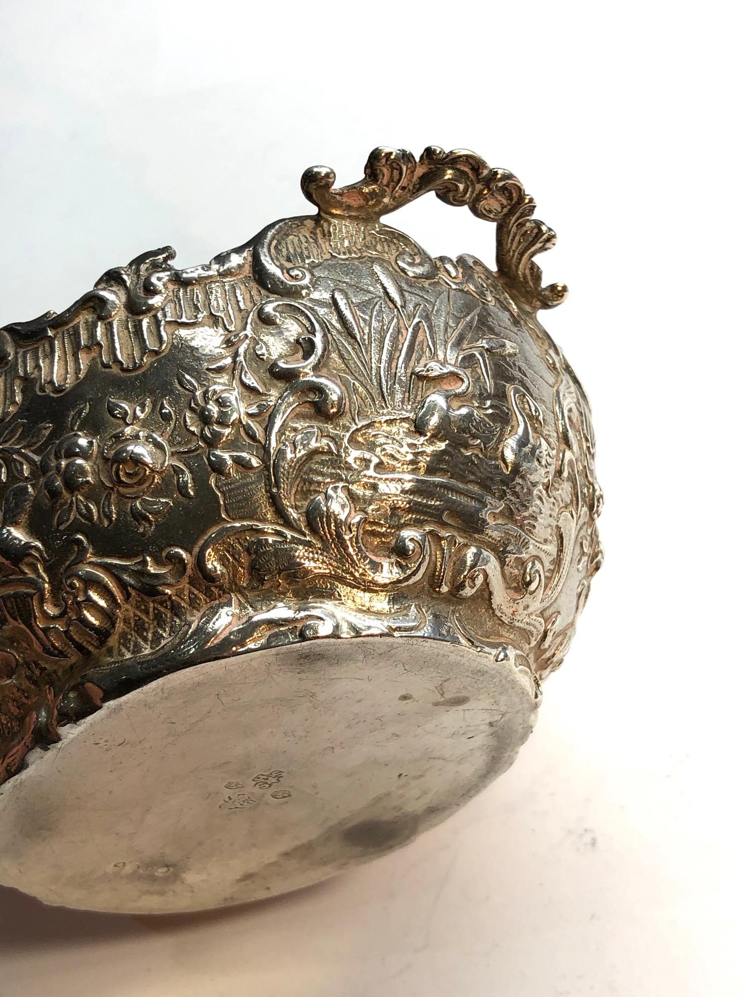 Antique continental and English silver bowl fine embossed decoration London silver and another - Image 3 of 7