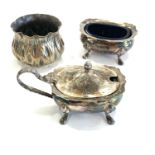 Assorted vintage hallmarked .925 silver condiment dishes inc 2 with blue glass liners, Birmingham