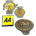 Vintage automobilia car grille badges inc AA, Brass Automobile Club of America Etc Items are in