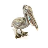 Silver hallmarked model of a pelican, total approximate weight 230g.