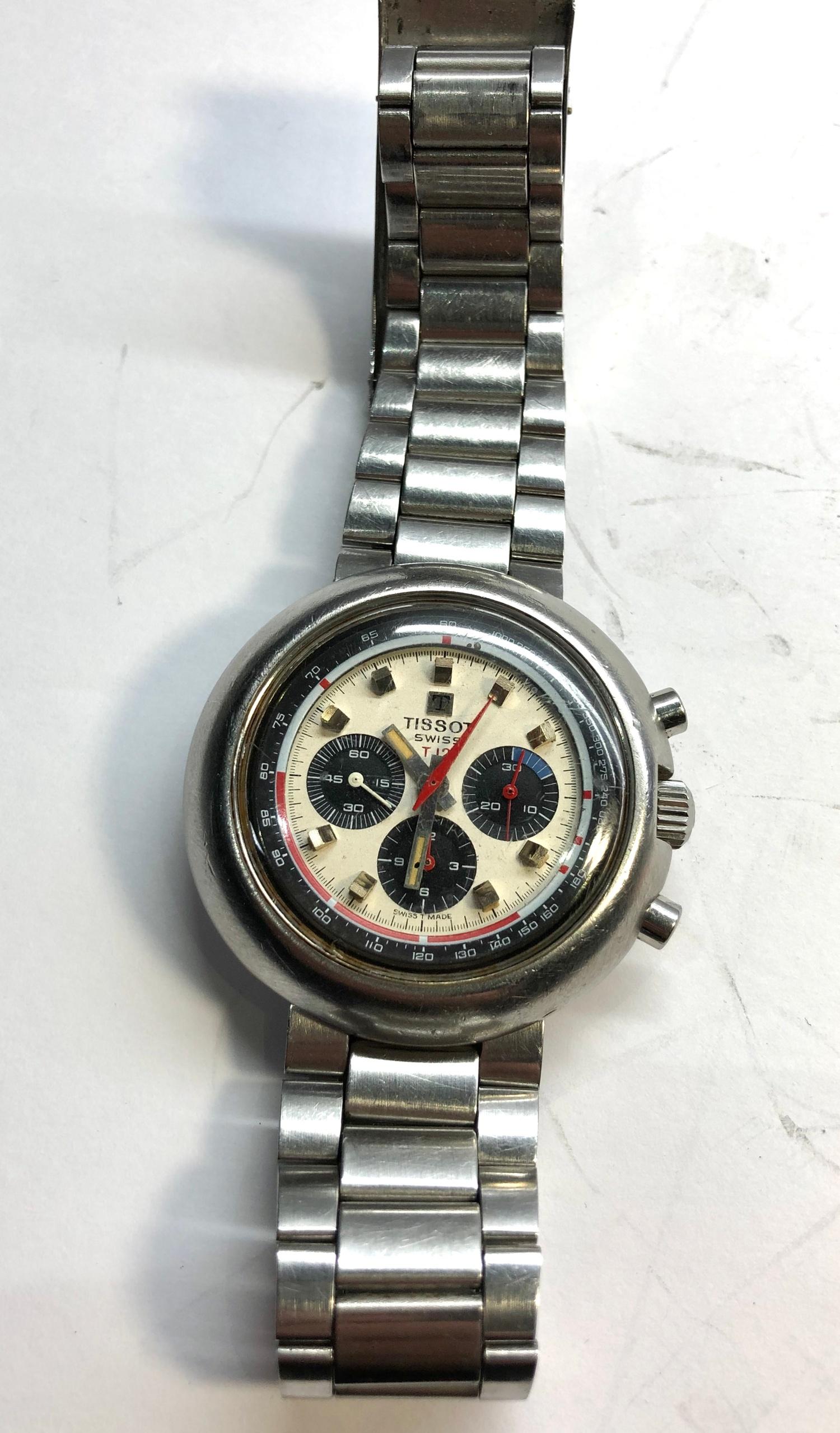 Vintage Tissot Chronograph T12 the watch is in working order it winds and ticks buttons are in - Image 2 of 7