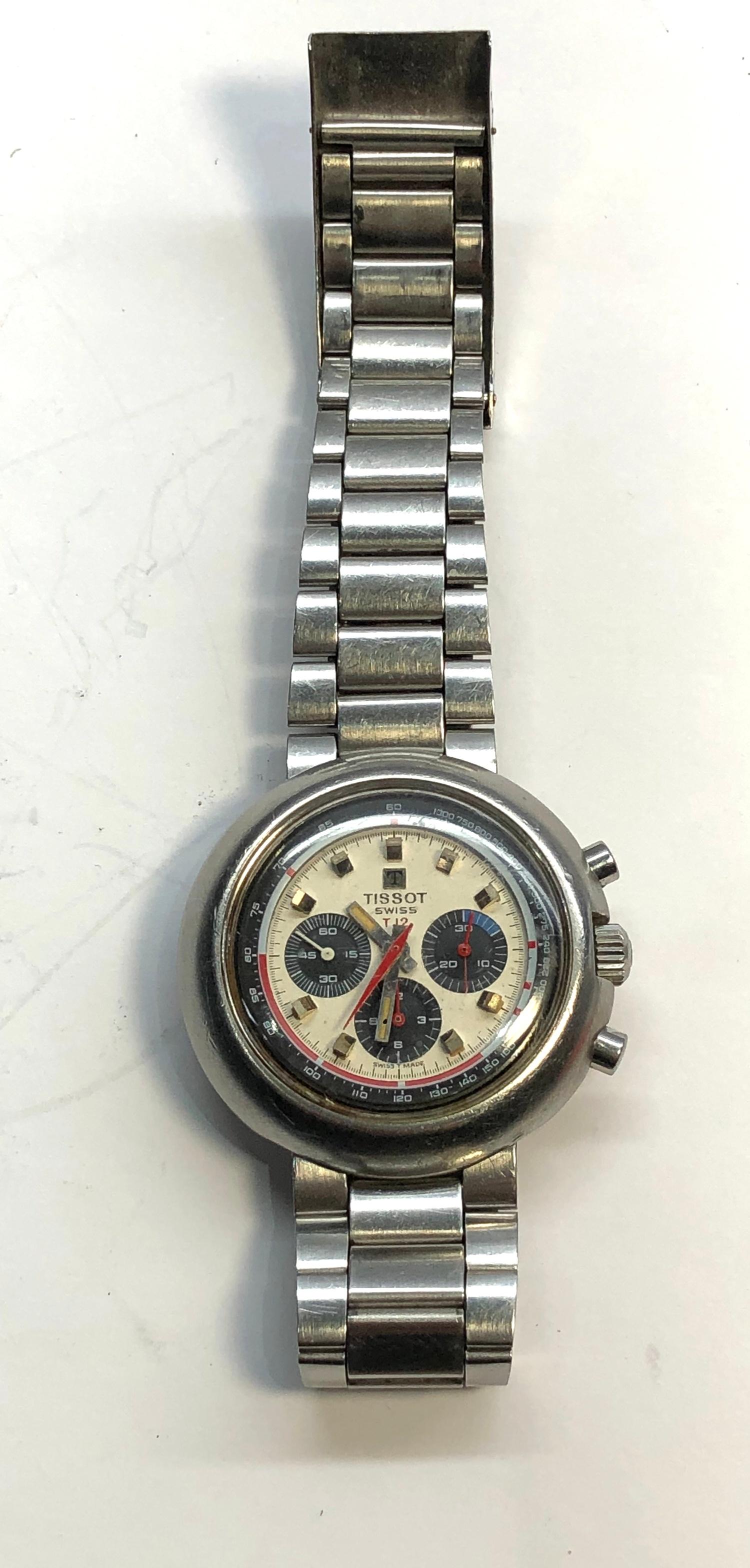 Vintage Tissot Chronograph T12 the watch is in working order it winds and ticks buttons are in - Image 5 of 7