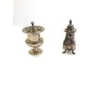 Antique/ vintage hallmarked 925 silver salt / pepper shakers inc urn design, London sterling