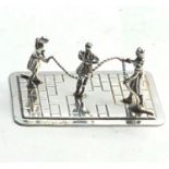 Vintage dutch silver miniature girls skipping measure approx 4cm wide dutch silver hallmarks, good